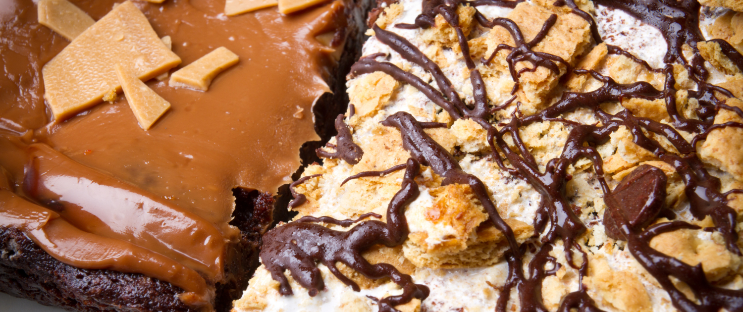 specialty caramel fillings and flakes for gourmet brownies